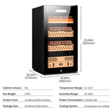 95L Electric Cigar Humidor Silent Constant Temperature Humidity 3 Tier Beech Wood Humidor Compressor Refrigeration （BY SHIP)）