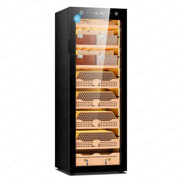 190L Cigar Humidor With Spain Cedar Wood Drawer ,Intelligent Digital Display Temperature/Humidity /Touch Control, Professional Fridge Shipping /By Sea