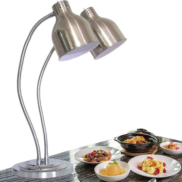 Dual 250W Bulb Commercial Food Heat Lamp, Buffet Server Plate Warmer Lamp Head Catering Portable Food Warmer Light Unit Double Head Multi-directional Adjustment