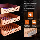 68L Cigar Cabinet Humidor Case With Spain Cedar Wood Drawer Professional Fridge Accurate Humidity Setting Fan Cooling