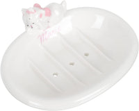 Ceramic Soap Saver Cat Soap Dish Holder Self Drain