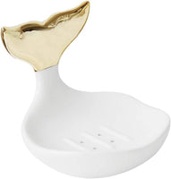 Fishtail Shaped Ceramic Soap Dish with Drain Bar S