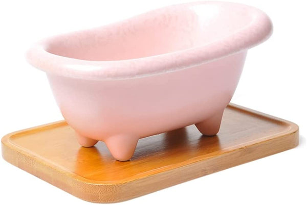 Soap Tray with Drain 7.2" Ceramic Mini Bathtub Han