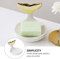 Fishtail Shaped Ceramic Soap Dish with Drain Bar S