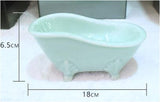 Ceramic Bathtub Soap Dish with Drain Draining Tray