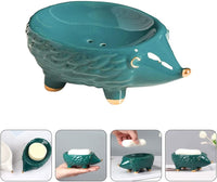 Ceramic Soap Dish with Drain: Bar Soap Sponge Hold