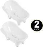 2-Pack Ceramic Soap Dish, Mini Bathtub Soap Holder