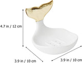 Fishtail Shaped Ceramic Soap Dish with Drain Bar S