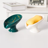 Soap Dish Holder Nordic Ceramic Leaf Shape Soap Bo