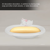 Ceramic Soap Saver Cat Soap Dish Holder Self Drain