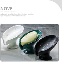 Ceramic Soap Dish Marble Leaf- Shape Self Draining