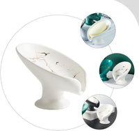 Ceramic Soap Dish Marble Leaf- Shape Self Draining