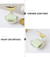 Fishtail Shaped Ceramic Soap Dish with Drain Bar S