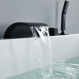 Roman Tub Filler Waterfall Tub Faucet Black Deck M