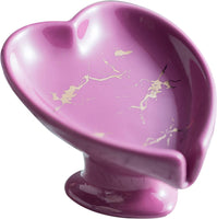 Ceramic Love Heart Shape Self Draining Soap Dish H