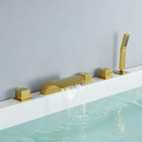 Roman Tub Filler Waterfall Tub Faucet Brushed Gold
