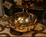 Ceramic Countertop Basin Golden glazed flower-shap
