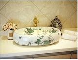 Ceramic Countertop Basin Handmade Flower bird Arti