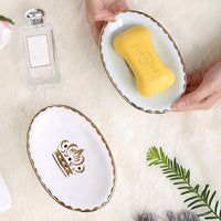 Soap Dish Drain Ceramic Soap Dish for Shower Bathr