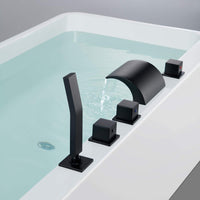 Roman Tub Filler Waterfall Tub Faucet Black Deck M