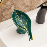 Leaf Ceramic Soap Dish with Drain,Soap Holder,Soap