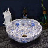 Ceramic Countertop Basin Blue and white porcelain 