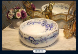 Ceramic Countertop Basin Handmade blue and white p