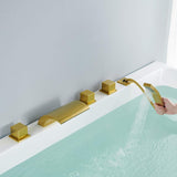 Roman Tub Filler Waterfall Tub Faucet Brushed Gold