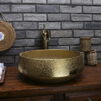 Ceramic Countertop Basin Gold and silver handmade 
