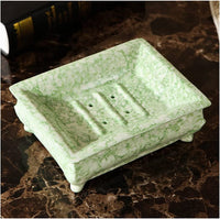 Soap Tray with Drain Marble Textured Ceramics Soap