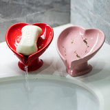 Ceramic Love Heart Shape Self Draining Soap Dish H