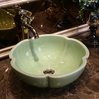 Ceramic Countertop Basin Green crackle glaze washb