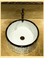 Ceramic Countertop Basin Golden pattern retro art 