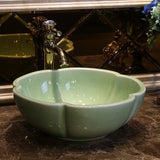 Ceramic Countertop Basin Green crackle glaze washb