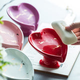 Ceramic Love Heart Shape Self Draining Soap Dish H