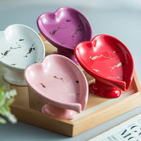 Ceramic Love Heart Shape Self Draining Soap Dish H