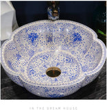 Ceramic Countertop Basin Blue and white porcelain 