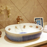 Ceramic Countertop Basin Mediterranean White Oval 