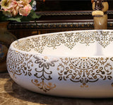 Ceramic Countertop Basin Oval Art Porcelain Cerami