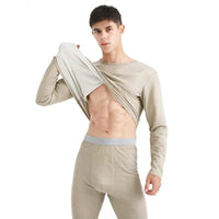 Men's Silver Fiber Fabric Casual Clothes Long Unde